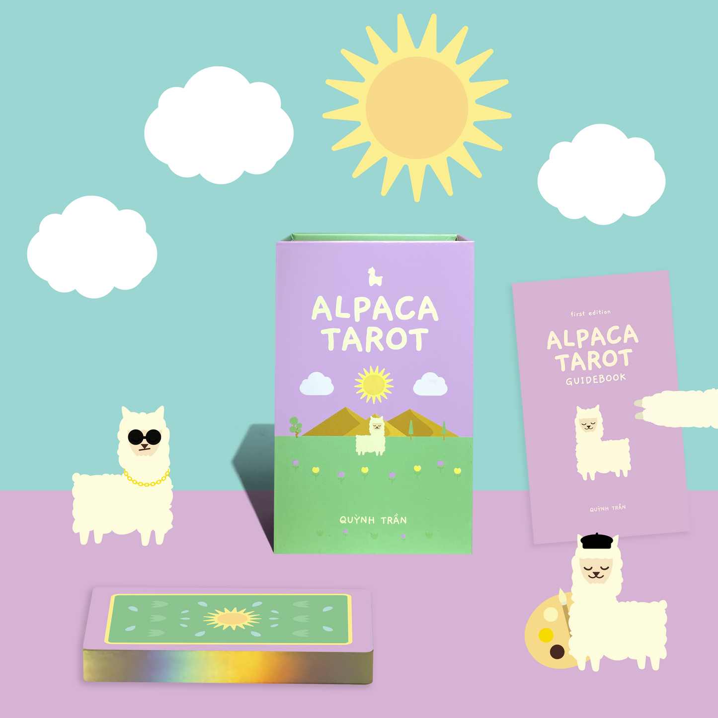 alpaca tarot deck for alpaca lovers holographic sides